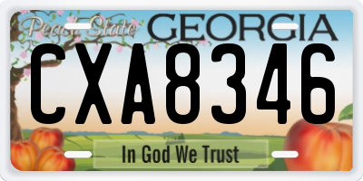 GA license plate CXA8346