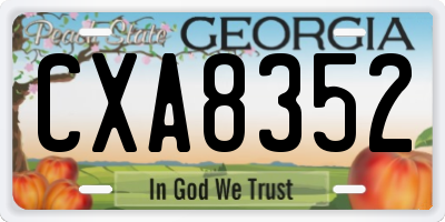 GA license plate CXA8352