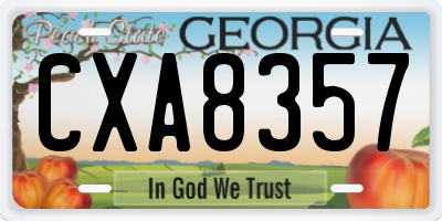 GA license plate CXA8357