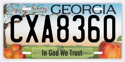 GA license plate CXA8360