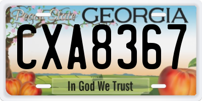 GA license plate CXA8367
