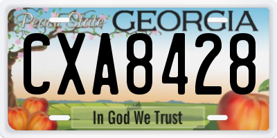 GA license plate CXA8428