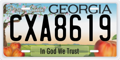 GA license plate CXA8619
