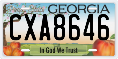 GA license plate CXA8646