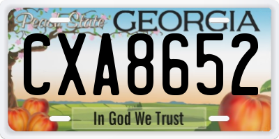GA license plate CXA8652