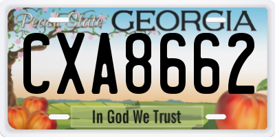 GA license plate CXA8662