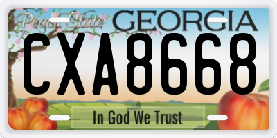 GA license plate CXA8668