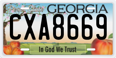 GA license plate CXA8669