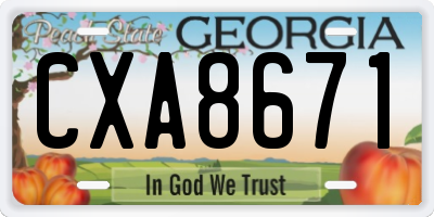GA license plate CXA8671
