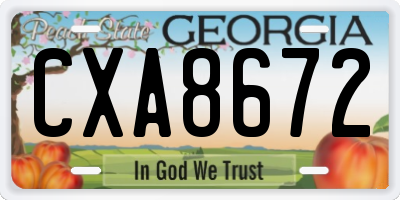 GA license plate CXA8672