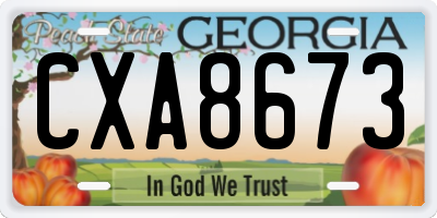 GA license plate CXA8673