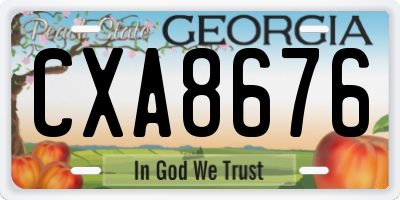 GA license plate CXA8676