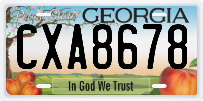 GA license plate CXA8678