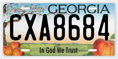 GA license plate CXA8684