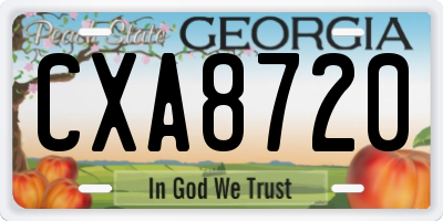 GA license plate CXA8720