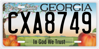 GA license plate CXA8749