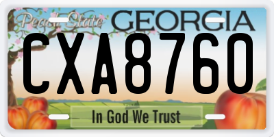 GA license plate CXA8760
