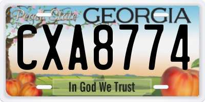 GA license plate CXA8774