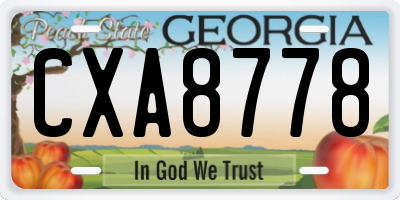 GA license plate CXA8778