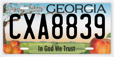 GA license plate CXA8839