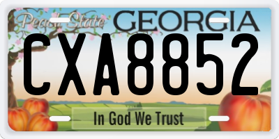 GA license plate CXA8852