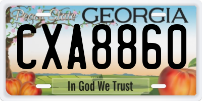 GA license plate CXA8860