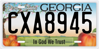 GA license plate CXA8945