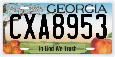 GA license plate CXA8953