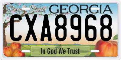 GA license plate CXA8968