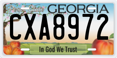 GA license plate CXA8972