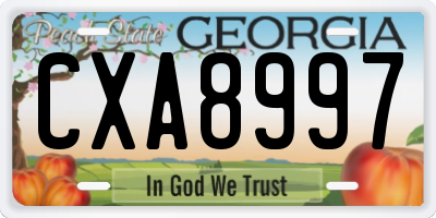 GA license plate CXA8997