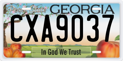 GA license plate CXA9037