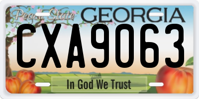 GA license plate CXA9063