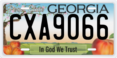 GA license plate CXA9066