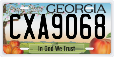 GA license plate CXA9068