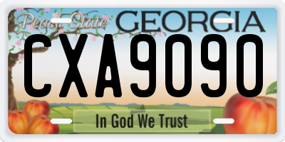 GA license plate CXA9090
