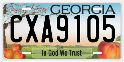 GA license plate CXA9105