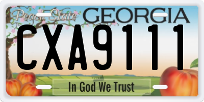 GA license plate CXA9111