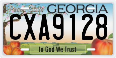 GA license plate CXA9128