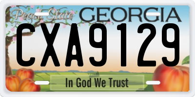 GA license plate CXA9129