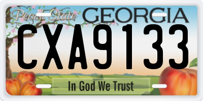 GA license plate CXA9133