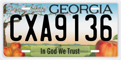 GA license plate CXA9136