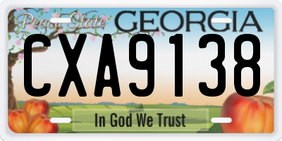 GA license plate CXA9138