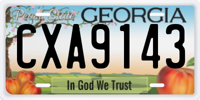 GA license plate CXA9143