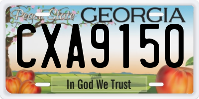 GA license plate CXA9150