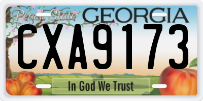 GA license plate CXA9173