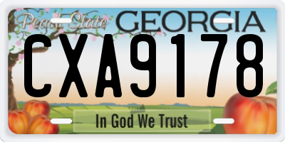 GA license plate CXA9178
