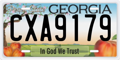 GA license plate CXA9179
