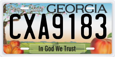 GA license plate CXA9183