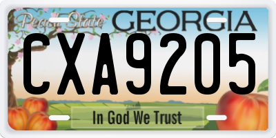 GA license plate CXA9205